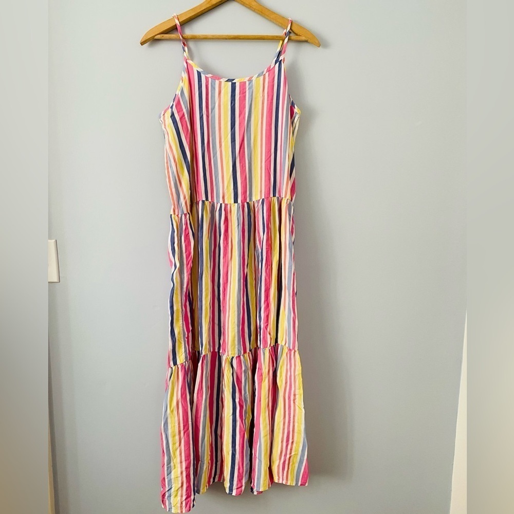 NWT Joe Fresh Striped Sundress, Size XS, Tiered Midi Colorful Summer Dress